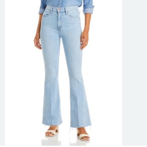 Mother Women Jeans Weekender Fray Crop Flare Mentally Elsewhere Sz 28 LightBlue - Picture 2 of 16